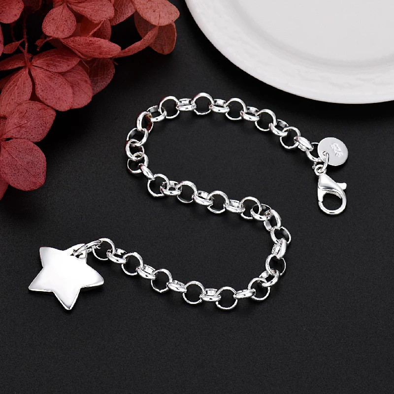 Vòng tay charm ngôi sao bạc 925 sang trọng, phù hợp dự tiệc cưới