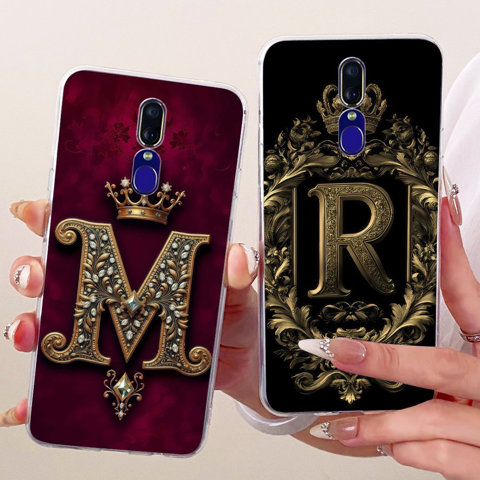 Ốp lưng Oppo F11 Trong suốt sang trọng Crown A-Z Letters Vỏ mềm sơn 2D Oppo CPH1913 CPH1911