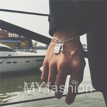 Vòng tay nam nữ phong cách Hip-Hop và disco punk, thiết kế thoáng mát với quả tạ vuông thời thượng