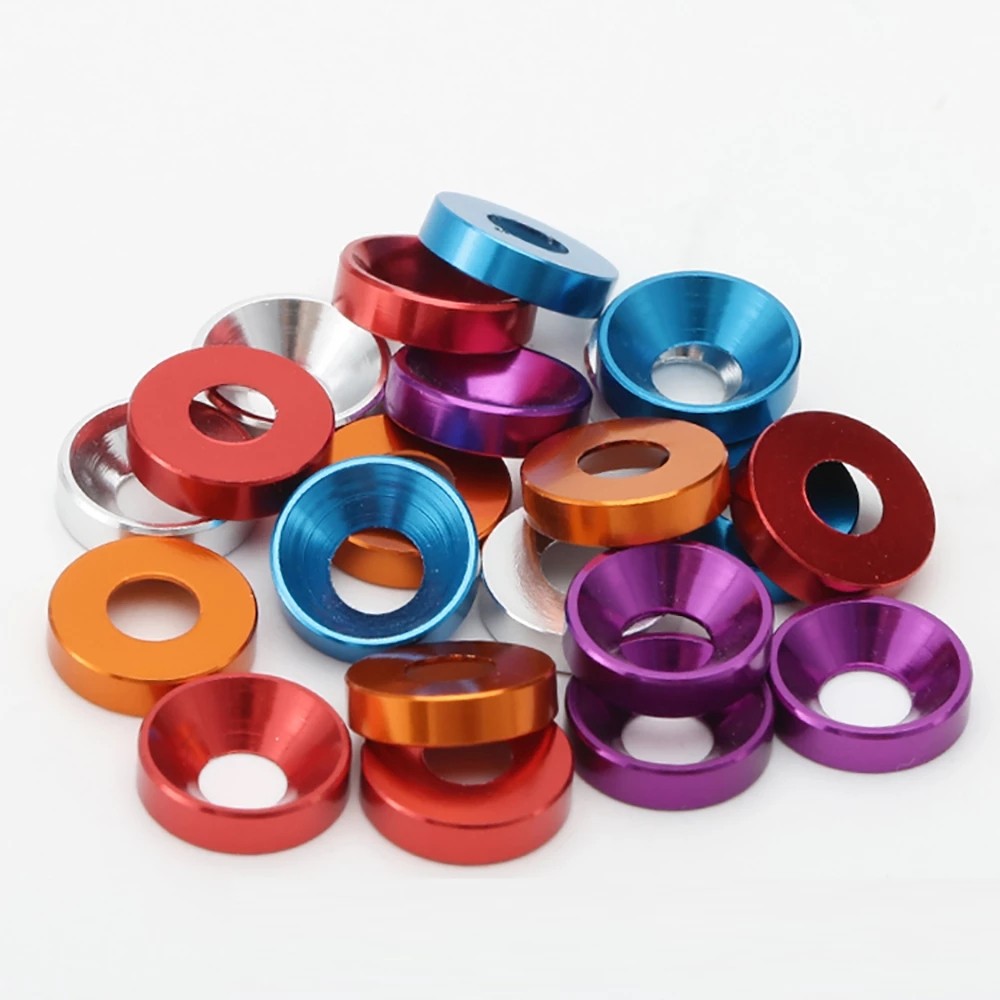Yiqianyuan Hợp Kim Nhôm Vòng Đệm Cho Countersunk Đầu Vít Đệm Máy Giặt Nhiều Màu RC Phụ Kiện Xe Hơi M2 M2.5 M3 M4 M5 M6 M8