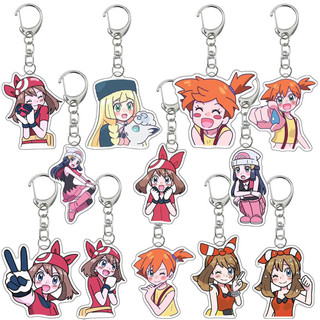 Pokemon Anime Cartoon Key Chain Misty May Dawn Chloe Torchic Mudkip Psyduck Acrylic Keychain Bag Pendant Decoration