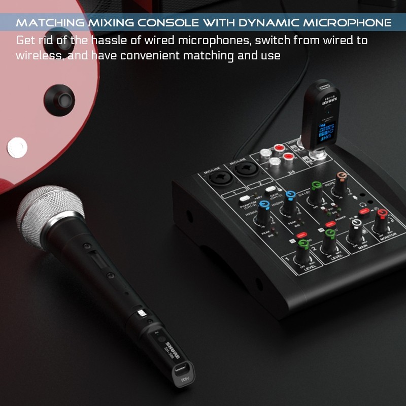 bộ thu phát tín hiệu không dây UHF cho micro điện thoại XLR dành cho đàn guitar cắm chơi với mixer âm thanh