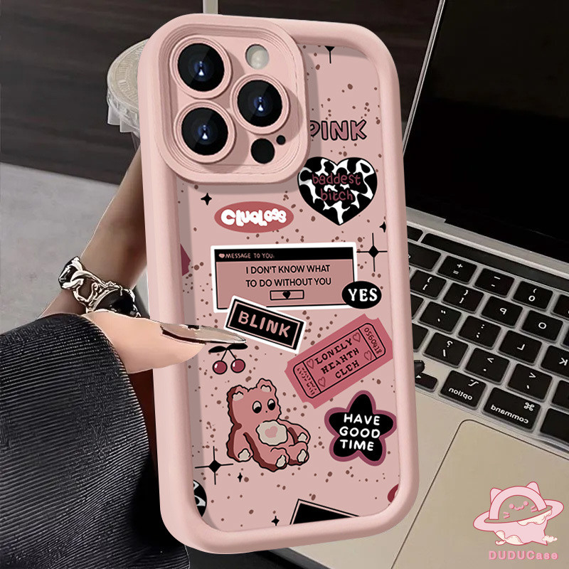 Dành Cho Samsung A54 A56 A15 A36 A07 A17 A26 A14 A13 A25 A05s A34 A11 A31 A22 A04E A53 A50 A04s A03s A05 A02s A12 A51 A23 A10s A32 A52s Hoạt Hình Dễ Thương Gấu Tình Yêu Nhãn Trái Tim Thiên Thần Mắt