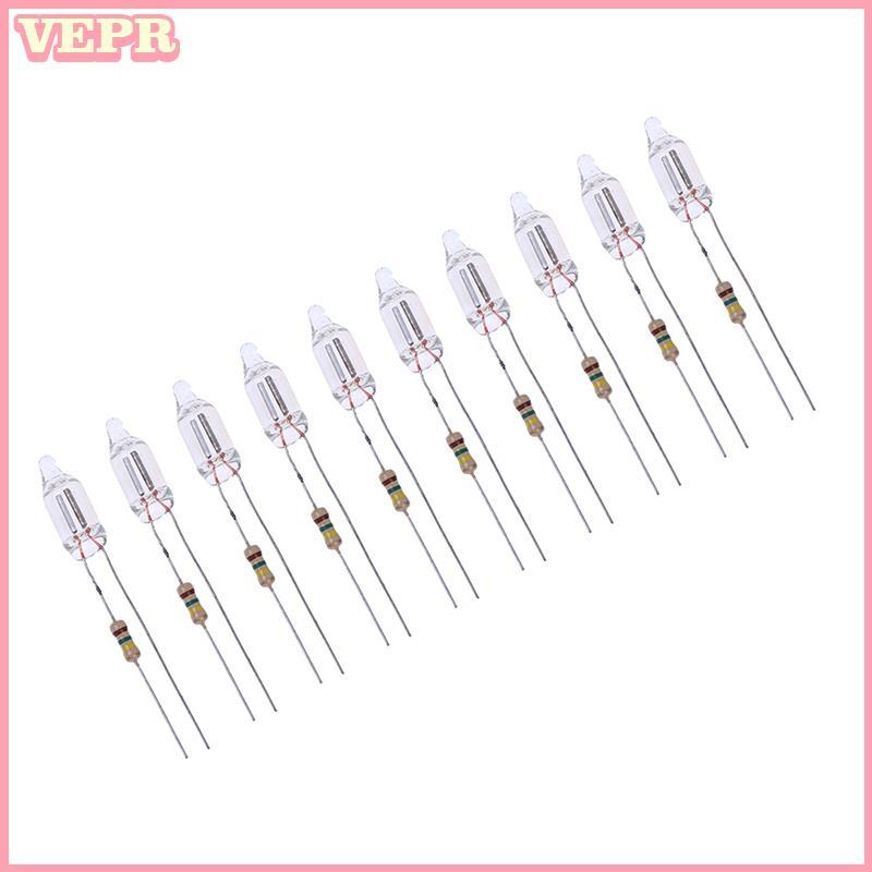 Nhang 20 chiếc Đèn báo neon có điện trở được kết nối với 220V 6 * 16 mm Đèn phát sáng neon Đèn báo chính vn