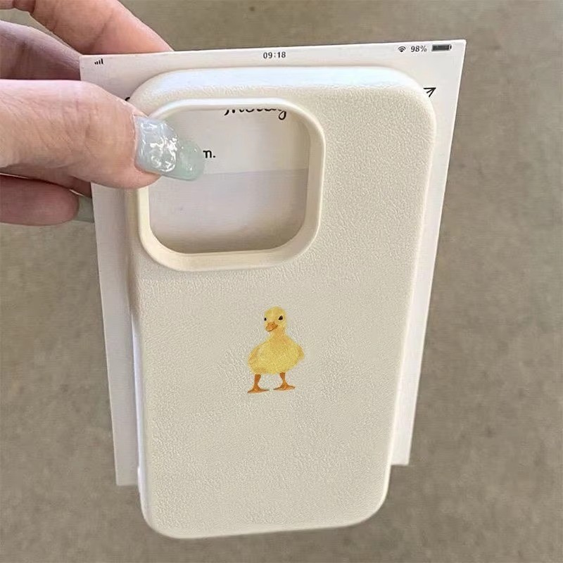 Dành Cho iPhone 11 16 14 15 12 13 Pro Max 17AIR 16e 15 14 Plus XR X XS Max Đơn Giản Dễ Thương Nhỏ Vịt Vàng Họa Tiết Vải Lánh Mềm Silicon