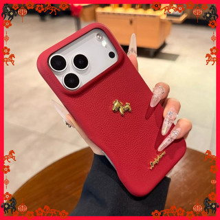 Ốp Lưng Mới Năm Mới Típ Ngựa Trang Trí Ốp Lưng Hình Tròn Cao Cấp iPhone 11/12/13/XR/14/15/16/17/7/XR Pro Max Plus Vân Da