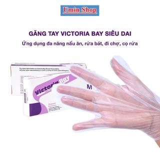 Hộp 100 Găng tay nilon làm bếp nấu ăn vệ sinh Victoria Bay UminShop Bao tay TPE kháng khuẩn