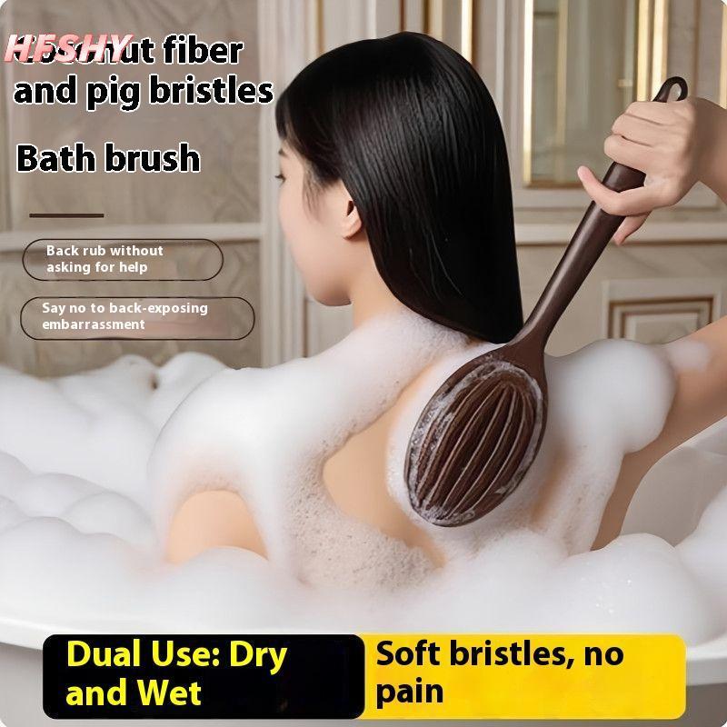 HFSHY Tắm Bàn Chải Tắm Bàn Chải Tắm Da Khô Cơ Thể Mềm Mại Lông Tự Nhiên Massage Dụng Cụ Chăm Sóc Mềm Mại Lông Tự Nhiên PE Tay Cầm VN