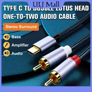 Cáp âm thanh ULJ Type C sang RCA 2 Bộ chuyển đổi dây Aux RCA Dây âm thanh USB C cho máy tính xách tay Bộ khuếch đại loa điện thoại di động Bộ khuếch đại công suất âm thanh Cáp bện 1 mét.