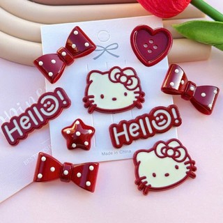 [SALE 20K] Set Charm Hello Kitty Đỏ Rượu Vang Baby Cute – Nơ Chấm Bi, Trái Tim, Sao & Hello - charm dễ thương hottrend