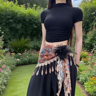 Khăn Tam Giác Thắt Lưng Lụa Thiết Kế Độc Đáo, Trang Sức Hipline Thời Trang, Khăn Ren Dành Cho Nhảy Múa