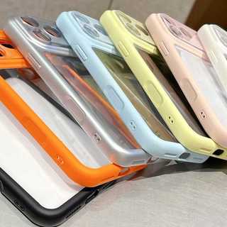 Kính Bảo Vệ Toàn Ống Kính Khung Màu Kẹo Trong Suốt Acrylic Ốp Lưng Điện Thoại iPhone 17Promax 17Pro 15 16 Pro Max Chống Sốc Nam Nữ