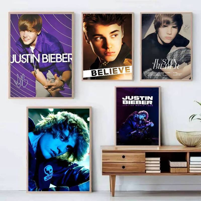 Justin Bieber Ca Sĩ Canvas Poster Nghệ Thuật Treo Tường Cho Phòng Cafe Trang Trí Nhà