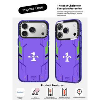 CASECASE X EVANGELION EVA-01 Ốp Lưng Peri Tím Trong Suốt Cứng Hút Từ Tính Tác Động Dành Cho Apple IPhone 12 13 14 15 16 17 Pro Max Plus Không Khí Có Hộp