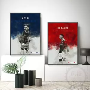 Messi Ronaldo Neymar Mbappe Ngôi Sao Bóng Đá Canvas Nghệ Thuật Treo Tường Không Khung Poster Trang Trí Phòng Khách Phòng Ngủ