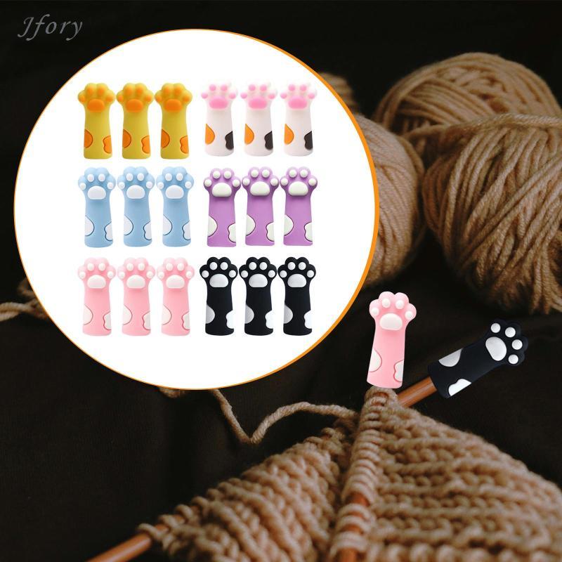 Jfory Nút chặn kim đan Cat Paw, Nút chặn đầu kim, Đồ dùng nghệ thuật nhẹ Bảo vệ đầu để may và móc tay
