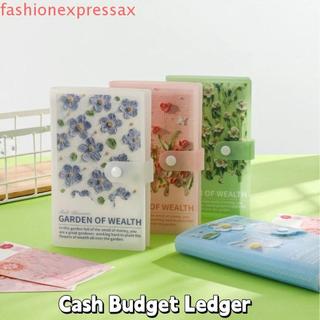 FASHIONEXPRESS Nút Sổ tay để kiếm tiền, Sổ tay ngân sách tiền mặt nước chống văng in hoa, Sổ tay tiết kiệm kế hoạch hàng ngày Phong bì tiền mặt PVC Sách tiết kiệm 50 tờ