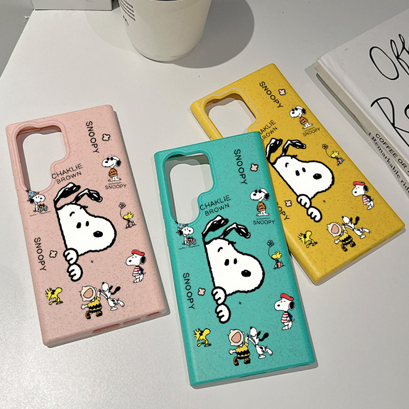 Ốp điện thoại mềm ống hút lúa mì thân thiện với môi trường "Dễ thương Snoopy" cho Samsung S26 Ultra S25 Ultra S24U S25FE A56 A55 S23 U / S22 / S20 FE A17 A07 Vỏ Samsung chống sốc