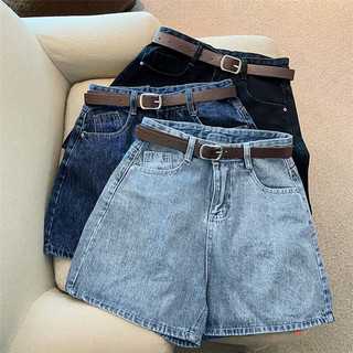 Quần short denim nữ mùa hè mới, phong cách thời thượng, cạp cao, đơn giản, thon gọn