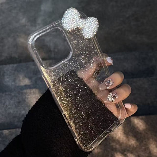 Diamond bow tie Phone Case for IPhone1716 15ProMax 13 15 New 12Pro Soft 14Promax Transparent Glitter Powder SF