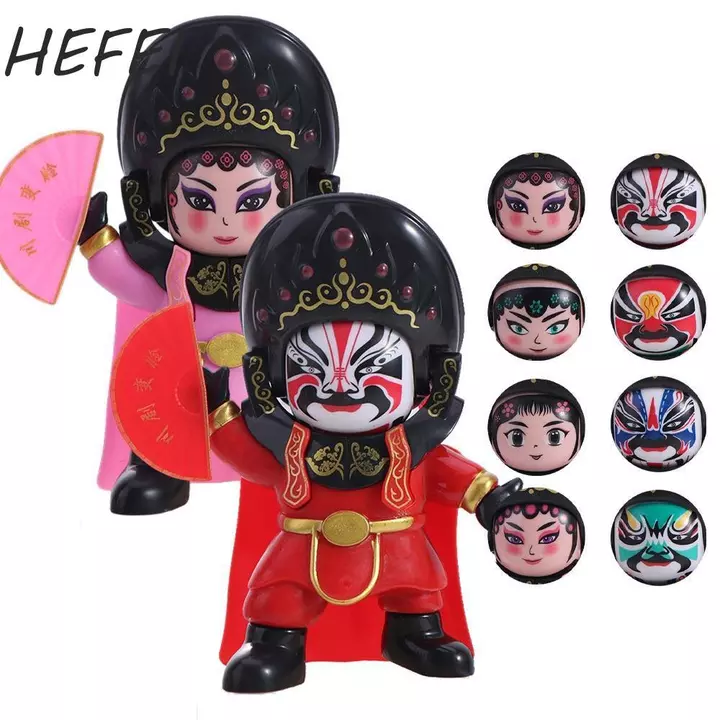 HEFEI Đồ chơi thay đổi khuôn mặt HEFEI, Búp bê thay đổi khuôn mặt Opera Trung Quốc Tứ Xuyên, Đồ chơi hình truyền thống 4 mặt Thay đổi khuôn mặt Opera Đồ chơi trang điểm mặt Đồ chơi trẻ em Đồ chơi chơi