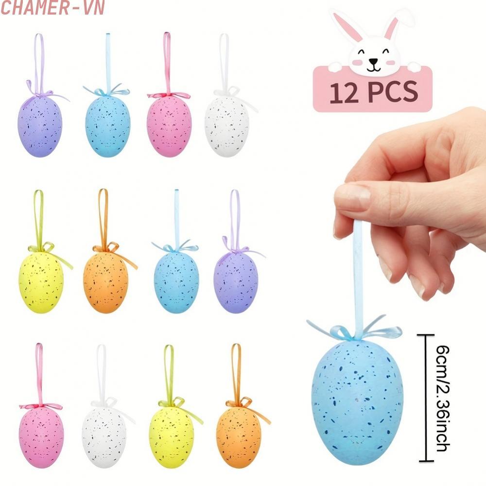 【CHAMER】Easter 6CM Colorful Spotted Plastic Eggs 12 Pack Hanging ...