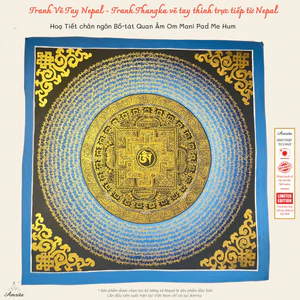 Hoạ Tiết Chân Ngôn Quán Thế Âm Bồ Tát Om Mani Pad Me Hum -Tranh Thangka – Tranh Mandala CXNP404
