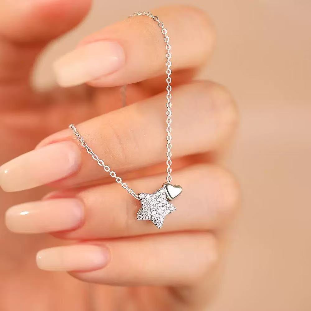 Mặt Dây Chuyền Bạc S925 Hình Ngôi Sao Năm Cánh Thanh Lịch Cho Nữ