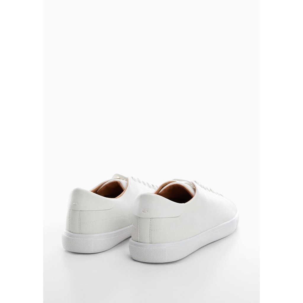 Giày thể thao thời trang Mango chính hãng Leather Monocoloured all White - Trắng