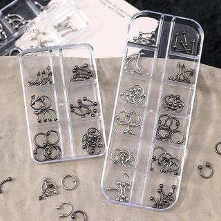 [hatheaven] 20 / 30 / 60 CÁI Hợp Kim Retro Vòng Tròn Móng Tay Nghệ Thuật Quyến Rũ 3D Phong Cách Punk Trắng Bộ Phận Móng Tay Trang Trí Móng Tay Phụ Kiện Đẹp