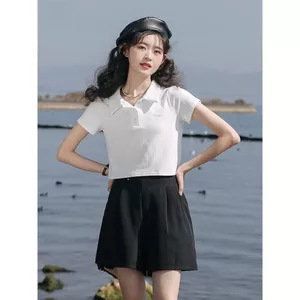 MUTU | Áo thun polo nữ ngắn tay cổ polo, thiết kế mới, chất liệu cotton, phong cách Hàn Quốc, phù hợp mùa hè