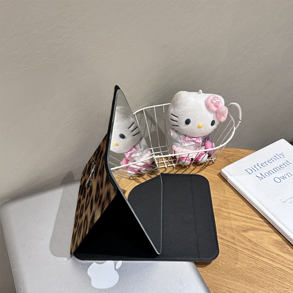 Leopard sọc chéo vật liệu bền đẹp phong cách thời trang cao cấp gấp gương trang điểm