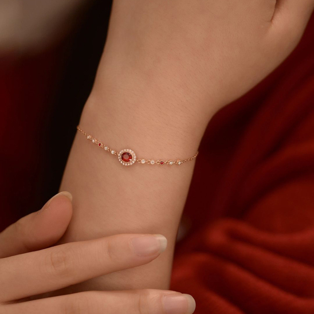 Vòng tay nữ đa năng với kim cương và ruby, phong cách Pháp