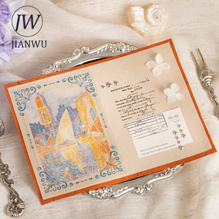 JIANWU Ấn Tượng Phòng Trưng Bày Series Vintage Tranh Hoa Nghệ Thuật Phong Cảnh Chất Liệu Cắt Băng Washi Sáng Tạo Tạp Chí Văn Phòng Phẩm