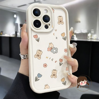Ốp Điện Thoại Màu Trơn Gấu Dễ Thương Cho OPPO Find X9 X8 X7 Ultra X6 X5 X3 Pro R17 R15 R15X R11s R11 Reno 5K 3 2 2Z 2F Vỏ Hoạt Hình Đơn Giản Bảo Vệ Ống Kính Hoa Tulip Vỏ Mềm Chống Rơi