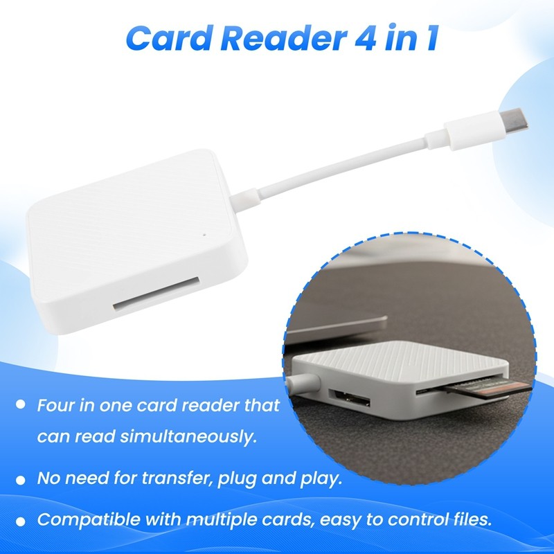 Bộ chuyển đổi đầu đọc thẻ nhớ 4 trong 1 Type C USB-C Smart Media OTG M2 SD SM XD Đầu đọc thẻ cho phụ kiện Android