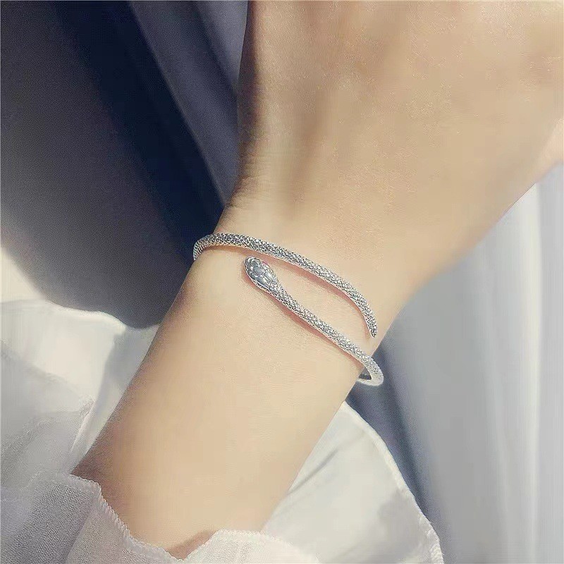 Tính khí thời trang tinh tế tinh thần động vật mắt rắn bạc hàng ngày vòng tay nam nữ