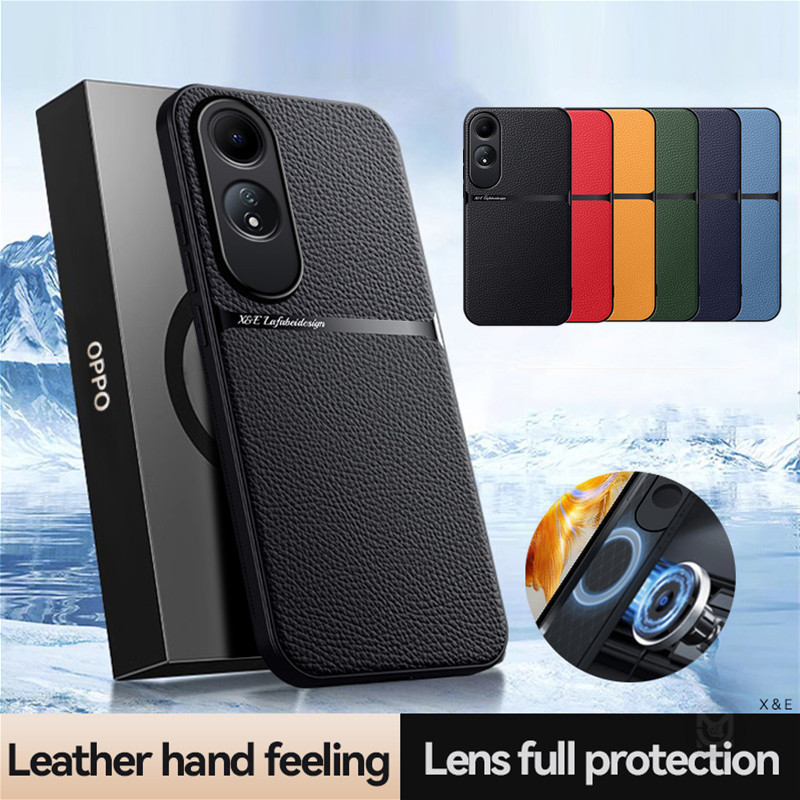 Ốp Lưng Cho OPPO A60 A79 A58 A78 A98 A5Pro Find X8 6 X5 Pro Reno 13F Da PU Vỏ Bảo Vệ Ống Kính Chống Sốc Từ Tính