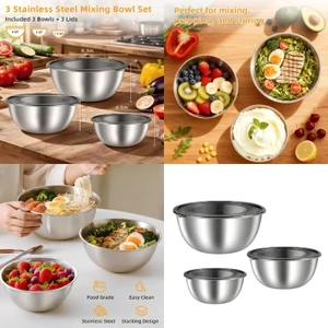 Bát Salad kim loại có thể xếp chồng lên nhau Yoo có nắp Hộp đựng để sử dụng tại nhà