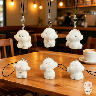 【Chamvn】Dây đeo điện thoại hình chú chó 3D bằng nhung mềm mại dùng để treo làm từ nhựa đáng yêu
