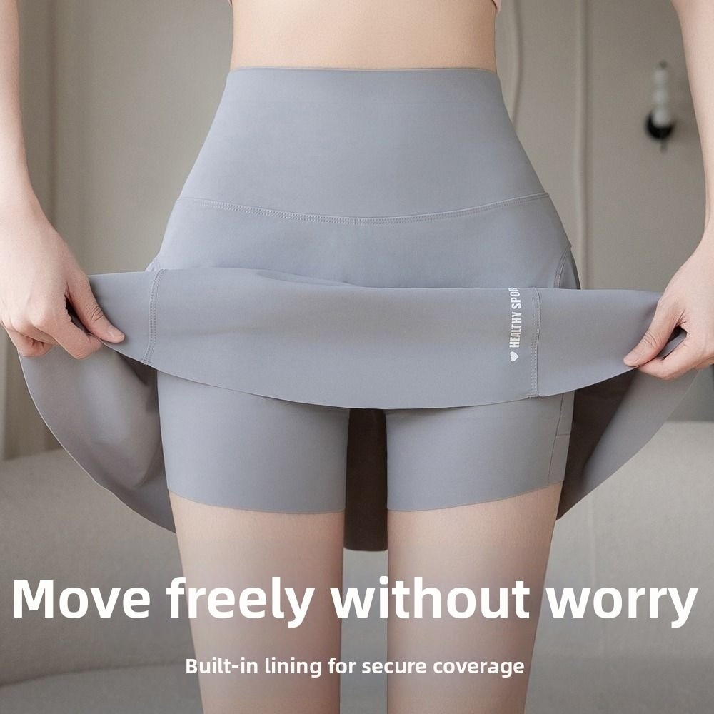 Quần váy giả hai mảnh BRBRAA, Skorts Yoga chống lộ nhanh khô, lưng cao co giãn tích hợp túi đi xe đạp Skorts Thể thao mùa hè
