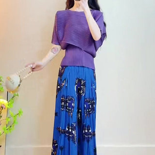 Miyake Áo Xếp Ly Cao Cấp, In Hình Retro Trên Nền Đơn Sắc, Thích Hợp Cho Phụ Nữ