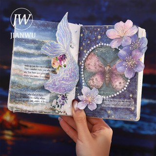 JIANWU Stardust Bí Mật Cuộn Series Vintage Hoa Phong Cảnh Cắt Kéo Sổ Lưu Niệm Chất Liệu Giấy Sáng Tạo Rác Tạp Chí Văn Phòng Phẩm