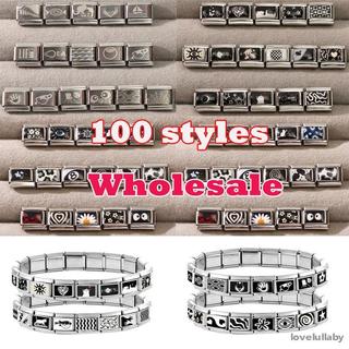 Original Black Series Flower Cat Sun Ghost Italian Links Charm Fit 9mm Stainless Steel Gift Modular Bracelet Jewelry Making