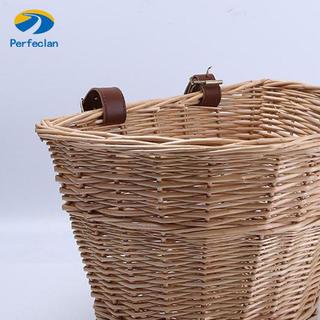 Giỏ xe đạp retro handmade, túi wicker với phụ kiện bảo quản có dây da