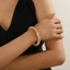 Vòng tay mở PYCOU, Vòng tay đính đá lấp lánh có thể điều chỉnh kích thước, Thiết kế hình học tinh tế Vòng tay mở Vòng tay thời trang nữ