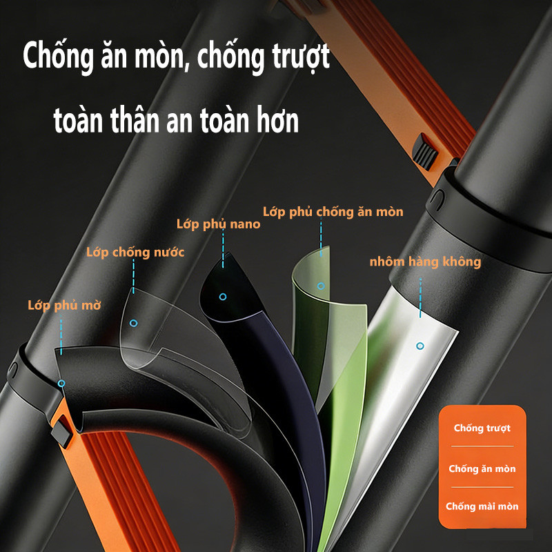 Thang Nhôm Rút Thẳng Thép Carbon Cao Cấp Nhập Khẩu Thang Rút Thuận Tiện Thích Hợp Nhiều Công Việc Kích thước (1,9m–5.9m)