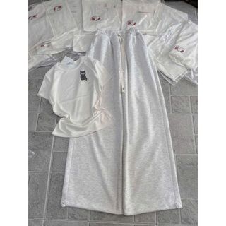 Sét Bộ quần rộng da cá dài xám tiêu   + Áo croptop tăm lạnh hình con CÚ-CHANG31588