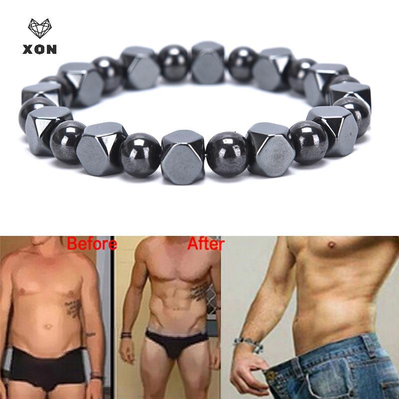 Vòng tay nam từ hạt hematite từ tính, hỗ trợ sức khỏe, dây co giãn