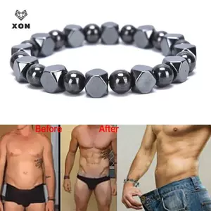 Vòng tay nam từ hạt hematite từ tính, hỗ trợ sức khỏe, dây co giãn